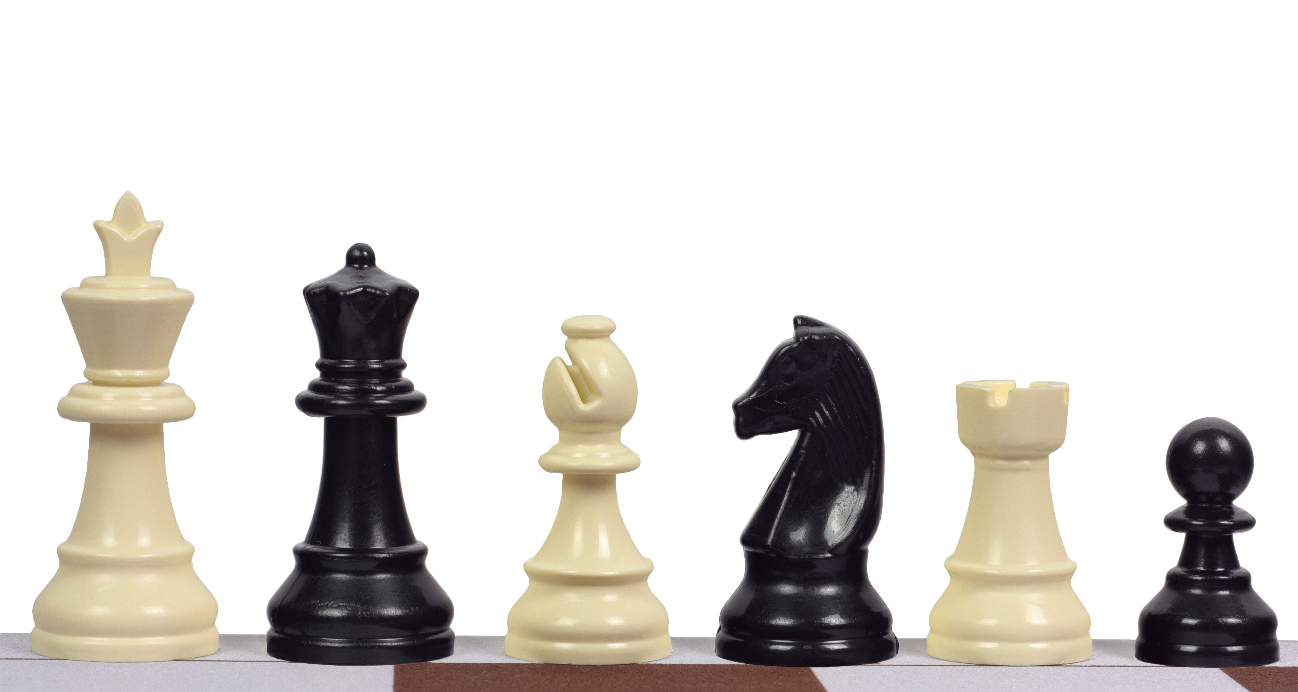 Pièces d'échecs en plastique Staunton, blanches et noires de taille 3 (roi 65mm) - Pièces d'échecs en plastique Staunton, blanches et noires de taille 3 (roi 65mm)