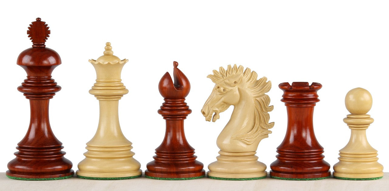 Pièces d'échecs Sunrise en bois de padouk et de buis - Taille 4,00'' - Pièces d'échecs Sunrise en bois de padouk et de buis - Taille 4,00''