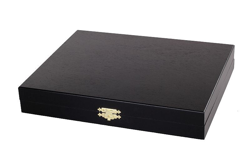 Coffret Luxe de bois pour rangement des pieces d'echecs de taille 5 - teinté en noir - Coffret Luxe de bois pour rangement des pieces d'echecs de taille 5 - teinté en noir