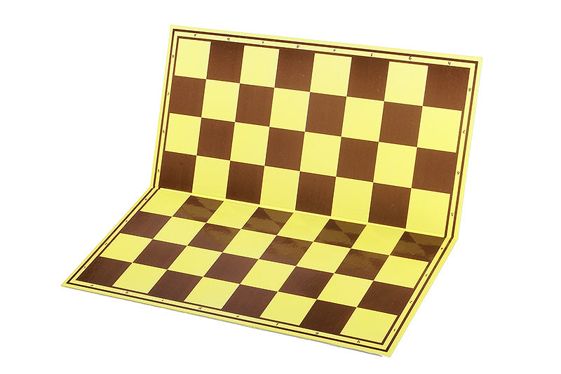 Échiquier cartonné pliant en 2 marron/jaune - échiquier + damier 10x10 - Échiquier cartonné pliant en 2 marron/jaune - échiquier + damier 10x10
