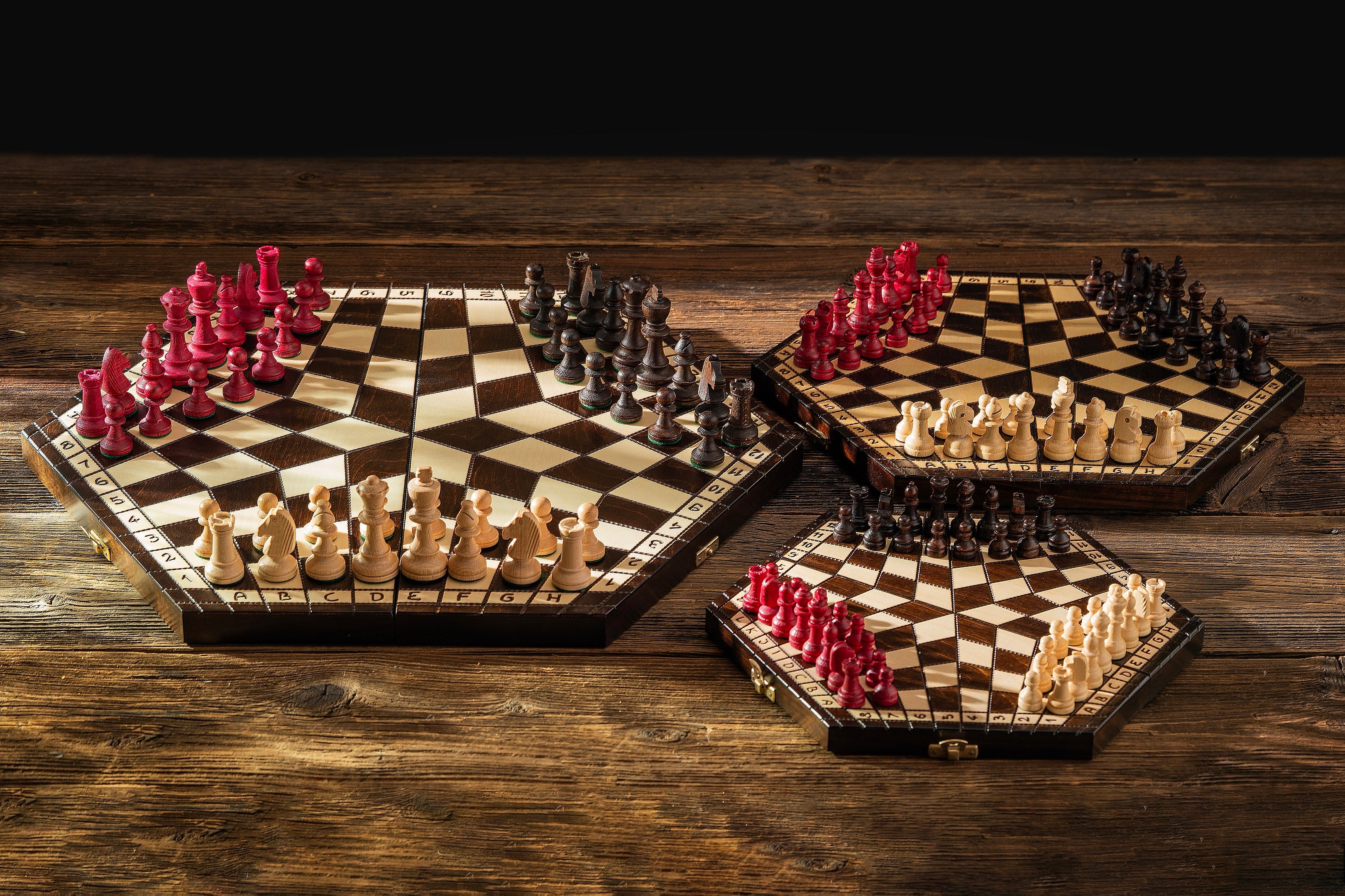 Jeu d'échecs en bois YALTA 3 Joueurs de petite taille (32 x 28 cm) - Jeu d'échecs en bois YALTA 3 Joueurs de petite taille (32 x 28 cm)