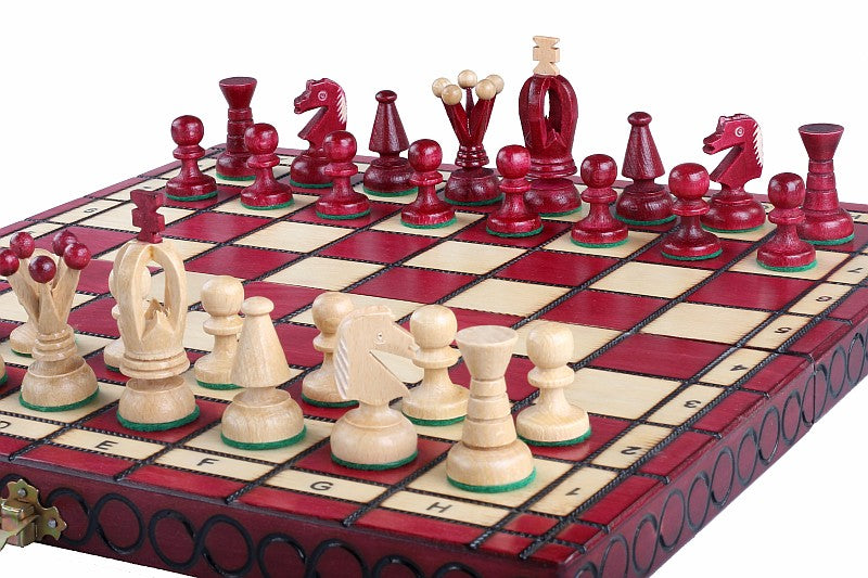 Jeu d'Echecs ROYAL Cherry en bois de charme, de taille moyenne (34 x 34cm) - Ensemble Complet - Jeu d'Echecs ROYAL Cherry en bois de charme, de taille moyenne (34 x 34cm) - Ensemble Complet