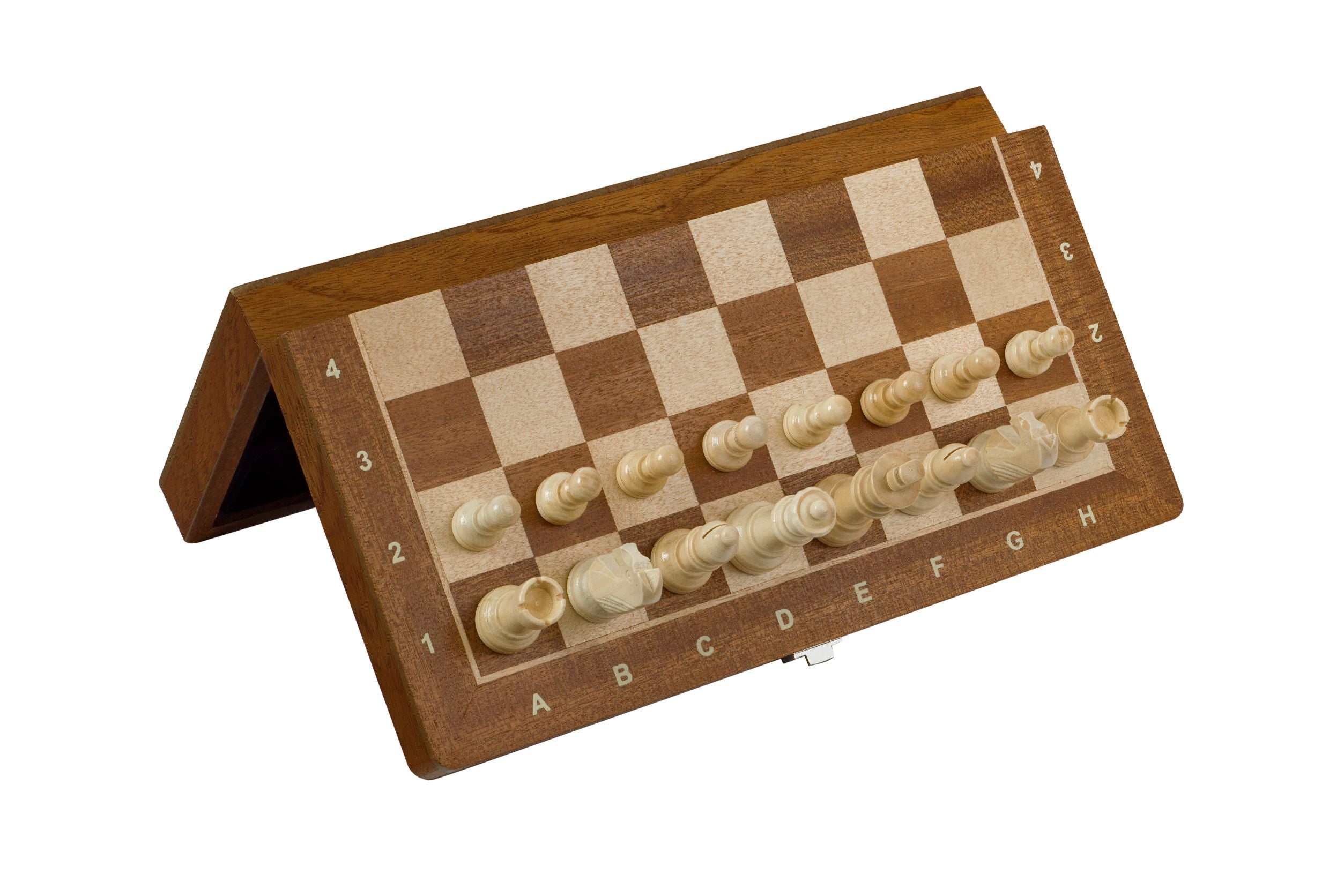 Jeu d'échecs MAGNETIQUE en bois d'acajou, pliant, de petite taille (31 x 31cm) - Ensemble Complet - Jeu d'échecs MAGNETIQUE en bois d'acajou, pliant, de petite taille (31 x 31cm) - Ensemble Complet