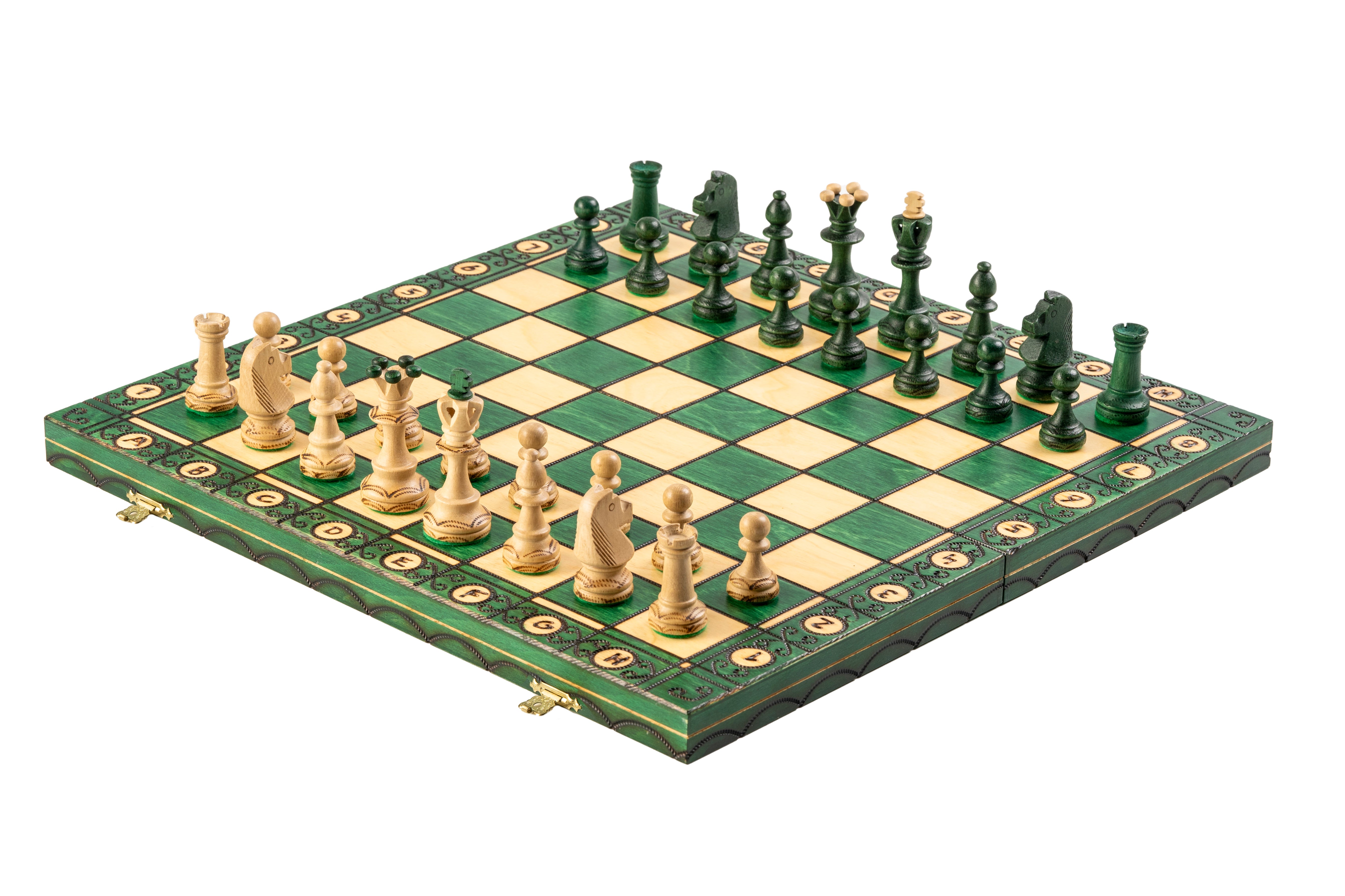 Jeu d'échecs SENATEUR Green en bois de charme, de taille moyenne (41 x 41cm) - Ensemble Complet Vert - Jeu d'échecs SENATEUR Green en bois de charme, de taille moyenne (41 x 41cm) - Ensemble Complet Vert