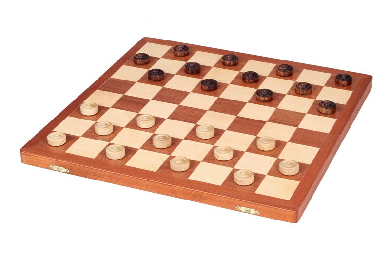 Jeu de dames en bois d'acajou et sycomore - damier 8 x 8 cases , de taille moyenne (40 x 40cm) - Ensemble Complet - Jeu de dames en bois d'acajou et sycomore - damier 8 x 8 cases , de taille moyenne (40 x 40cm) - Ensemble Complet