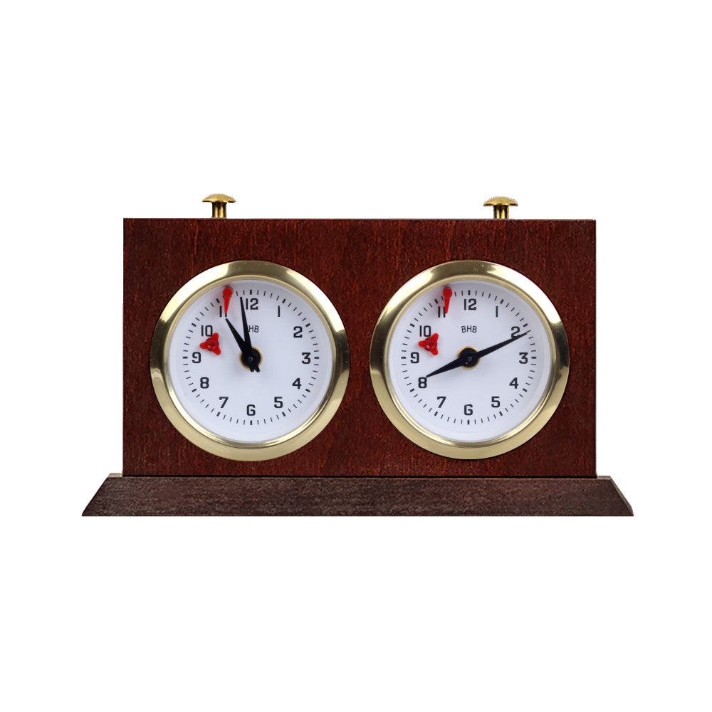 Pendule BHB en bois foncé de petite taille avec un support - Pendule traditionnelle mécanique, couleur acajou - Pendule BHB en bois foncé de petite taille avec un support - Pendule traditionnelle mécanique, couleur acajou