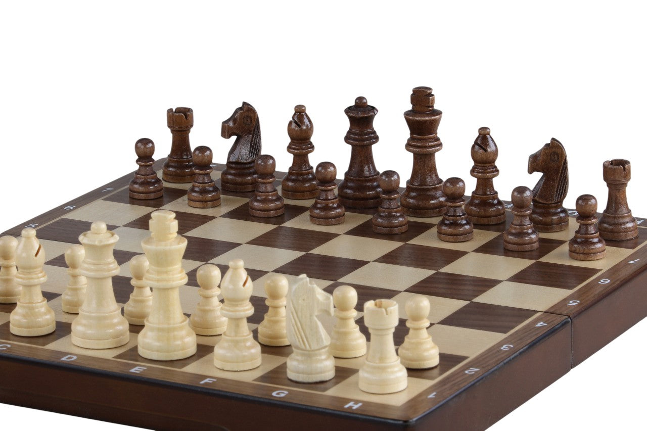 Jeu d'échecs MAGNETIQUE en bois de noyer, pliant, de petite taille (31 x 31cm) - Ensemble Complet - Jeu d'échecs MAGNETIQUE en bois de noyer, pliant, de petite taille (31 x 31cm) - Ensemble Complet