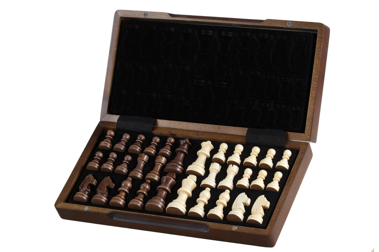 Jeu d'échecs MAGNETIQUE en bois de noyer, pliant, de petite taille (31 x 31cm) - Ensemble Complet - Jeu d'échecs MAGNETIQUE en bois de noyer, pliant, de petite taille (31 x 31cm) - Ensemble Complet