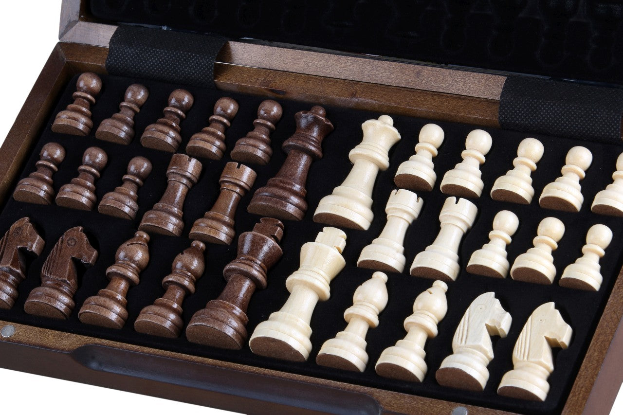 Jeu d'échecs MAGNETIQUE en bois de noyer, pliant, de petite taille (31 x 31cm) - Ensemble Complet - Jeu d'échecs MAGNETIQUE en bois de noyer, pliant, de petite taille (31 x 31cm) - Ensemble Complet