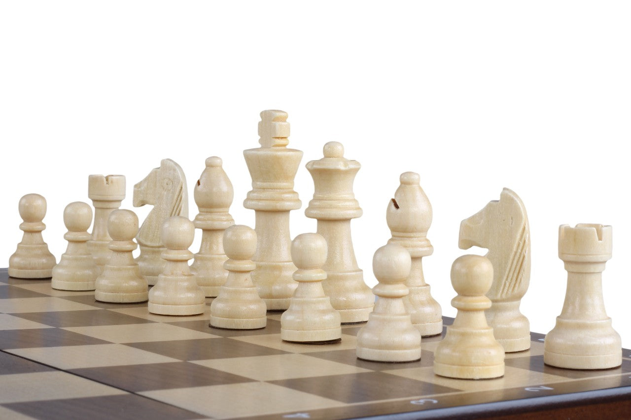 Jeu d'échecs MAGNETIQUE en bois de noyer, pliant, de petite taille (31 x 31cm) - Ensemble Complet - Jeu d'échecs MAGNETIQUE en bois de noyer, pliant, de petite taille (31 x 31cm) - Ensemble Complet