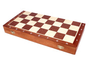 Jeu d'échecs DE TOURNOI No 6 en bois de charme avec l'échiquier en marqueterie de bois d'acajou et sycomore, de grande taille (54 x 54cm) - Ensemble Complet