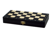 Jeu d'échecs MAGNETIQUE en bois de charme, pliant, de petite taille (28 x 28cm) - Ensemble Complet, couleur noire