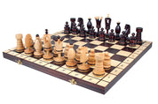 Jeu d'Echecs ROYAL avec incrustations en laiton, en bois bois de charme et de cerisier sauvage, de grande taille (50 x 50cm) - Ensemble Complet