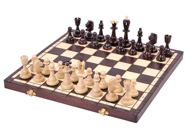 Jeu d'échecs d'AS Marron en bois de charme, de taille moyenne (41 x 41cm) - Ensemble Complet - Jeu d'échecs d'AS Marron en bois de charme, de taille moyenne (41 x 41cm) - Ensemble Complet