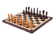 Jeu d'd'échecs POLONAIS ANCIEN en bois de cerisier sauvage, de grande taille (56 x 56 cm)