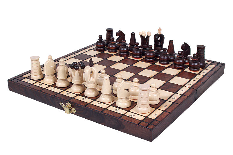 Jeu d'Echecs ROYAL MAXI en bois de charme et de hêtre, de taille moyenne (31 x 31cm) - Ensemble Complet - Jeu d'Echecs ROYAL MAXI en bois de charme et de hêtre, de taille moyenne (31 x 31cm) - Ensemble Complet