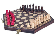 Jeu d'échecs en bois YALTA 3 Joueurs de petite taille (32 x 28 cm)