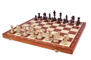 Jeu d'échecs DE TOURNOI No 6 en bois de charme avec l'échiquier en marqueterie de bois d'acajou et sycomore, de grande taille (54 x 54cm) - Ensemble Complet