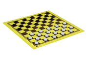 Échiquier cartonné pliant en 2 marron/jaune - échiquier + damier 10x10