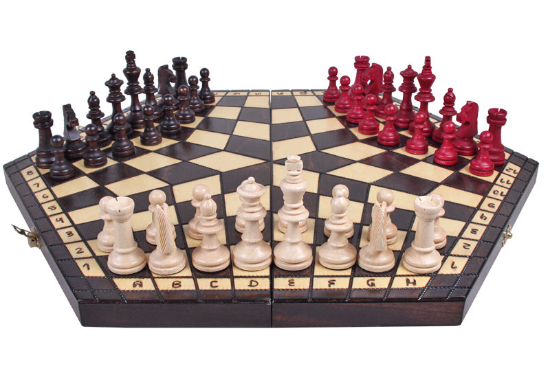 Jeu d'échecs en bois YALTA 3 Joueurs de grande taille  (54 x 47 cm) - Jeu d'échecs en bois YALTA 3 Joueurs de grande taille  (54 x 47 cm)