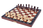 Jeu d'échecs MAGNETIQUE Marron pliant en bois de charme de petite taille (27 x 27cm) - Ensemble Complet