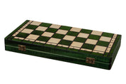 Jeu d'échecs d'AS Vert en bois de charme, de taille moyenne (41 x 41cm) - Ensemble Complet