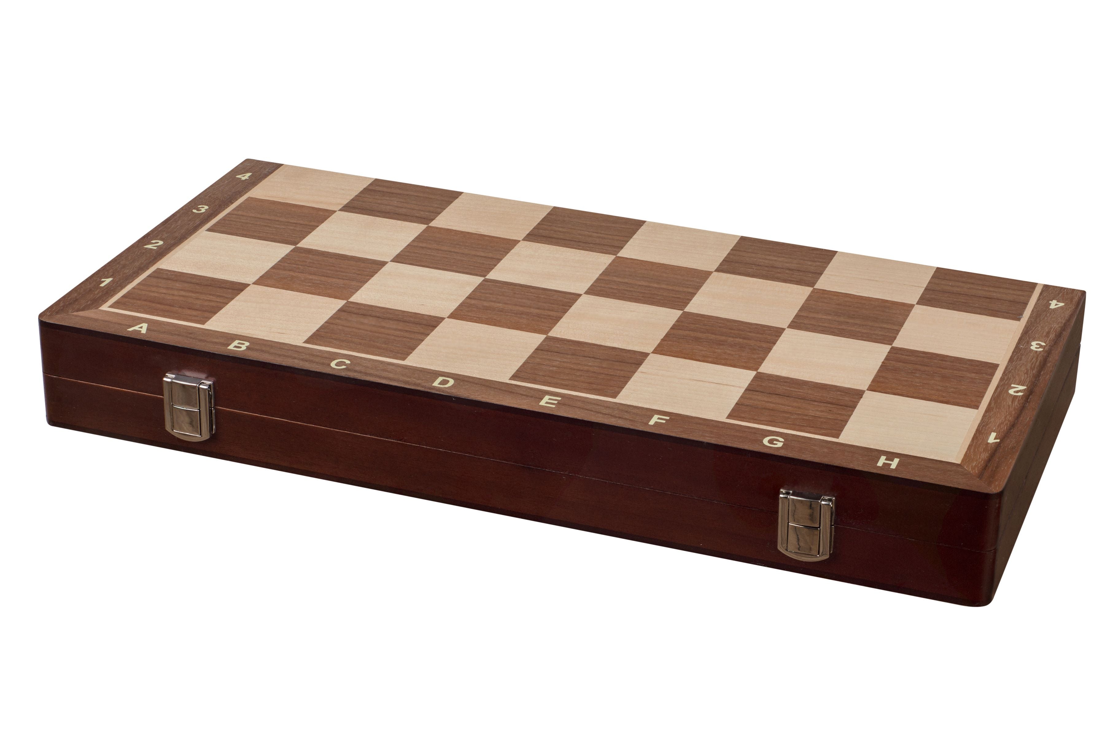 Jeu d'échecs pliant en marqueterie de bois de noyer et d'érable - de taille 5 (45x45cm) - Jeu d'échecs pliant en marqueterie de bois de noyer et d'érable - de taille 5 (45x45cm)