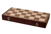 Jeu d'échecs pliant en marqueterie de bois de noyer et d'érable - de taille 5 (45x45cm)
