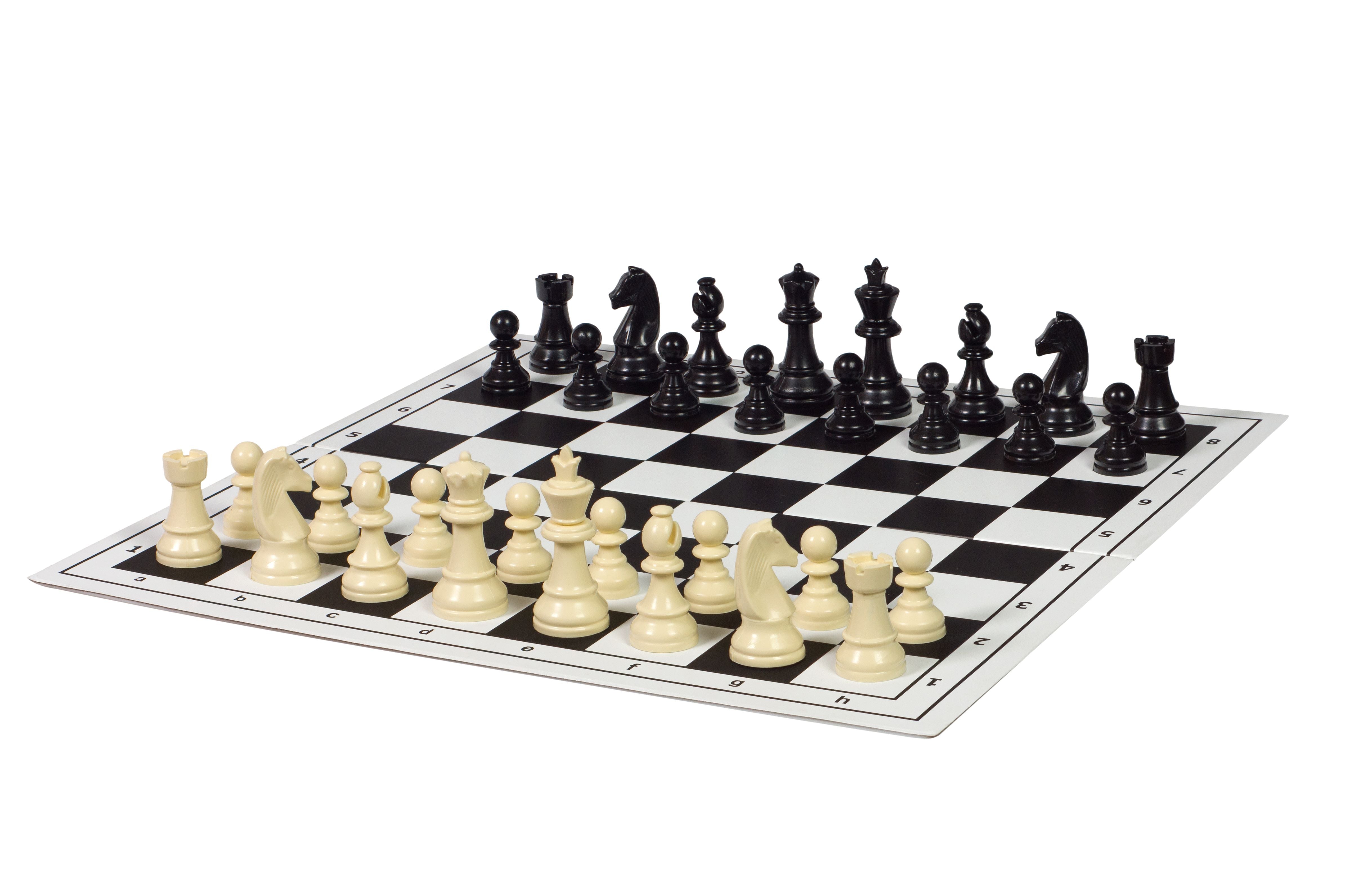 Pièces d'échecs en plastique Staunton, blanches et noires de taille 3 (roi 65mm) - Pièces d'échecs en plastique Staunton, blanches et noires de taille 3 (roi 65mm)
