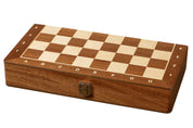Jeu d'échecs pliant en marqueterie de bois d'acajou et d'érable - de taille 3 (30x30cm)