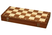 Jeu d'échecs pliant en marqueterie de bois d'acajou et d'érable - de taille 5 (45x45cm)