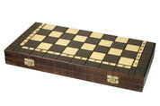 Jeu d'Echecs + Dames + Backgammon en bois de charme, de grande taille (40 x 40cm) - Ensemble comprenant trois jeux pour deux joueurs