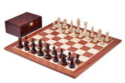 Les pièces d'échecs en bois STAUNTON de taille 5 avec la boîte de rangement en bois foncé