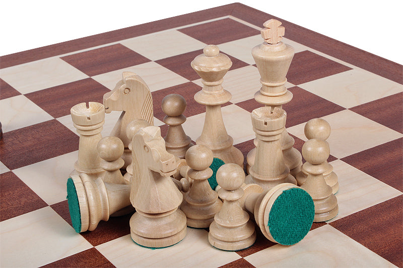 Les pièces d'échecs en bois STAUNTON de taille 6 avec la boîte de rangement en bois clair - Les pièces d'échecs en bois STAUNTON de taille 6 avec la boîte de rangement en bois clair