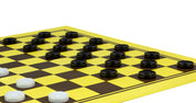 Échiquier cartonné pliant en 2 marron/jaune - échiquier + damier 10x10
