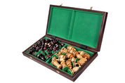 Jeu d'Echecs ROYAL avec incrustations en laiton, en bois bois de charme et de cerisier sauvage, de grande taille (50 x 50cm) - Ensemble Complet