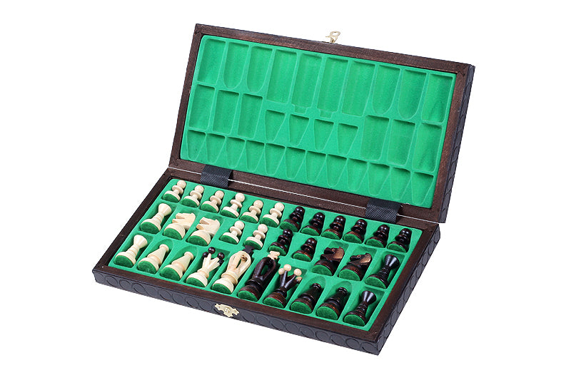 Jeu d'Echecs ROYAL en bois de charme, de taille moyenne (34 x 34cm) - Ensemble Complet - Jeu d'Echecs ROYAL en bois de charme, de taille moyenne (34 x 34cm) - Ensemble Complet