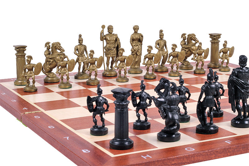 Pièces d'échecs lestées en plastique de style Romain, de couleur crème et noire de taille 6 dan un poly-sac (roi 98 mm) - Pièces d'échecs lestées en plastique de style Romain, de couleur crème et noire de taille 6 dan un poly-sac (roi 98 mm)