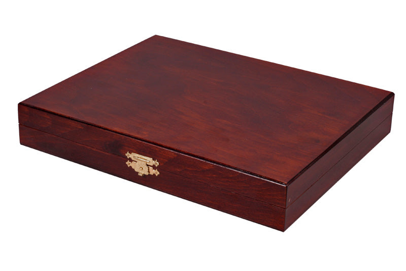 Les pièces d'échecs en bois STAUNTON de taille 5 avec le coffret luxe en bois foncé en marron - Les pièces d'échecs en bois STAUNTON de taille 5 avec le coffret luxe en bois foncé en marron