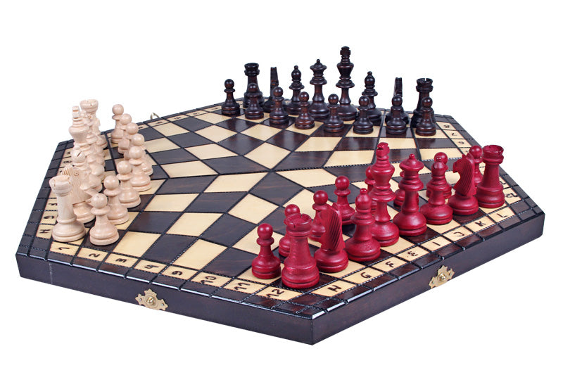 Jeu d'échecs en bois YALTA 3 Joueurs de grande taille  (54 x 47 cm) - Jeu d'échecs en bois YALTA 3 Joueurs de grande taille  (54 x 47 cm)