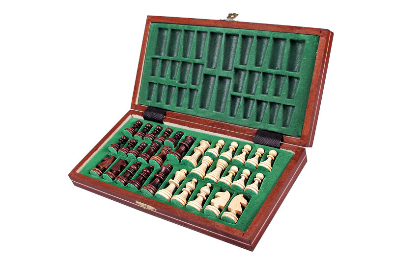 Jeu d'échecs MAGNETIQUE Marron pliant en bois de charme de petite taille (27 x 27cm) - Ensemble Complet - Jeu d'échecs MAGNETIQUE Marron pliant en bois de charme de petite taille (27 x 27cm) - Ensemble Complet