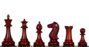Pièces d'échecs Pershing en bois de padouk et de buis - Taille 4,25''