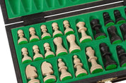 Jeu d'échecs MAGNETIQUE Noir pliant en bois de charme de petite taille (27 x 27cm) - Ensemble Complet