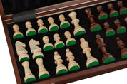 Jeu d'échecs pliant en marqueterie de bois de noyer et d'érable - de taille 5 (45x45cm)