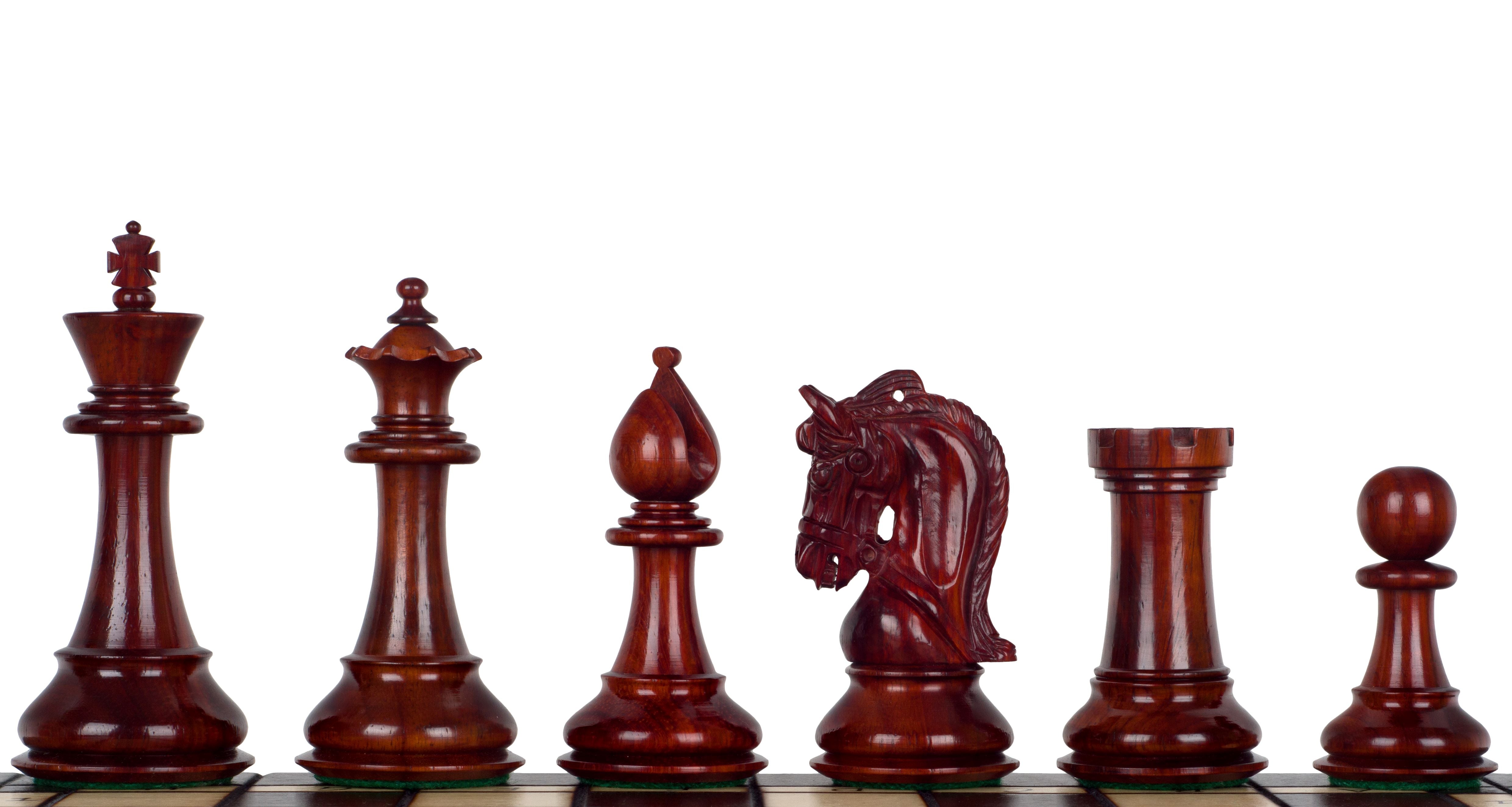Pièces d'échecs Corinthian Redwood en bois de padouk et buis - Taille 4,25'' - Pièces d'échecs Corinthian Redwood en bois de padouk et buis - Taille 4,25''