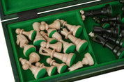 Jeu d'échecs d'AS Vert en bois de charme, de taille moyenne (41 x 41cm) - Ensemble Complet
