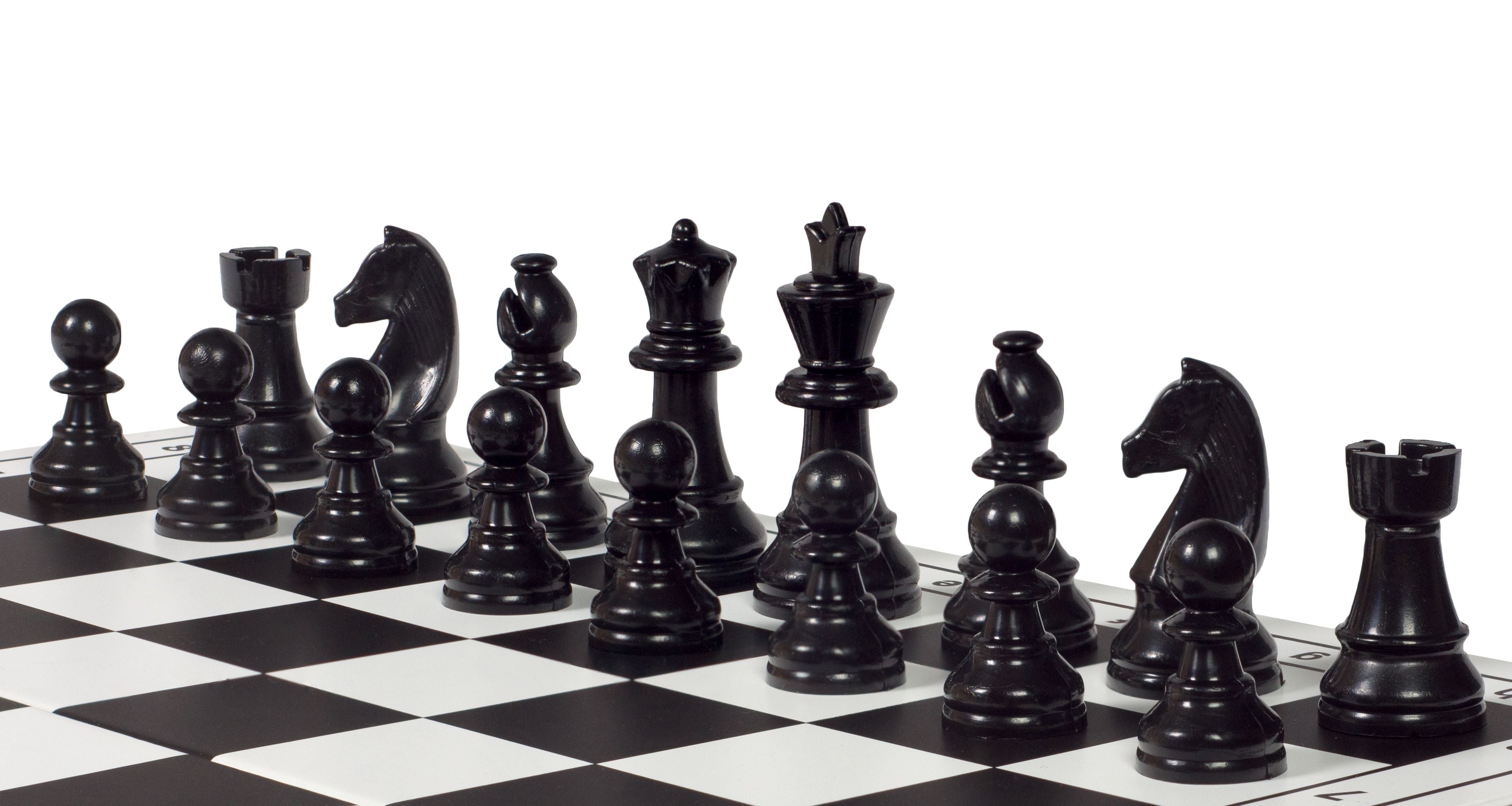 Pièces d'échecs en plastique Staunton, blanches et noires de taille 3 (roi 65mm) - Pièces d'échecs en plastique Staunton, blanches et noires de taille 3 (roi 65mm)