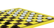 Échiquier cartonné pliant en 2 marron/jaune - échiquier + damier 10x10