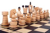 Jeu d'Echecs ROYAL avec incrustations en laiton, en bois bois de charme et de cerisier sauvage, de grande taille (50 x 50cm) - Ensemble Complet