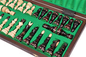 Jeu d'd'échecs INDIEN en bois de charme, de grande taille  (54 x 54cm) - Ensemble Complet